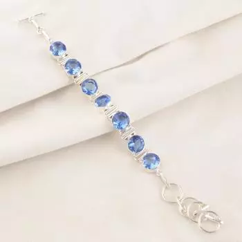 Ювелирные изделия из стерлингового серебра 925 пробы с голубым танзанитом, браслет ручной работы 9 для нее RB-7-8