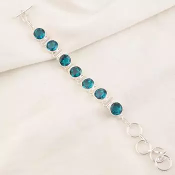 Ювелирные изделия из стерлингового серебра 925 пробы с голубым апатитом, браслет ручной работы 9 дюймов для мамы RB-7-14