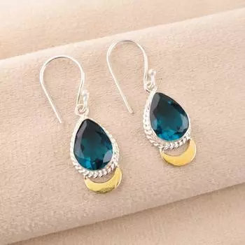 Ювелирные изделия из стерлингового серебра 925 пробы с апатитом, серьги ручной работы 1,5 дюйма на день рождения EE-162-7