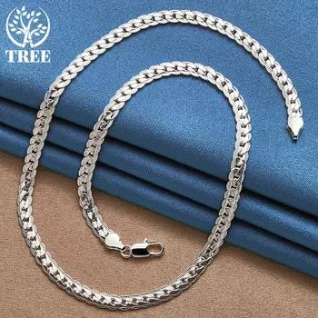 Ювелирные изделия из стерлингового серебра 925 пробы, 16/18/20/22/24 дюйма, 6 мм, боковая цепочка 40cm
