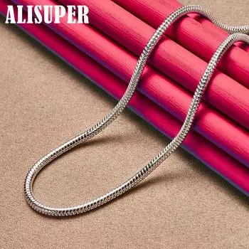 Ювелирные изделия из стерлингового серебра 925 пробы, 16/18/20/24/22/24/26/30 дюймов, 3 мм, цепочка в виде змеи 40cm