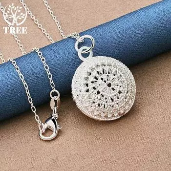 Ювелирные изделия из стерлингового серебра 925 пробы, 18-дюймовое полое круглое ожерелье с цирконом ААА 45cm