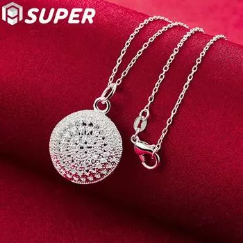 Ювелирные изделия из стерлингового серебра 925 пробы, 18-дюймовое полое круглое ожерелье с подвеской 45cm