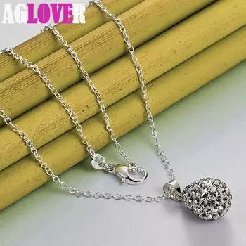 Ювелирные изделия из стерлингового серебра 925 пробы, 18-дюймовый кулон с подвеской в виде капли воды AAA с цирконом 45cm