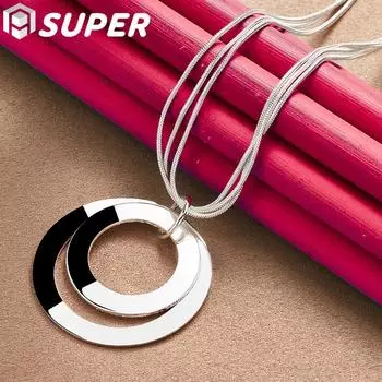 Ювелирные изделия из стерлингового серебра 925 пробы, 18-дюймовая цепочка в форме змеи, О-образное матовое ожерелье с подвеской 45cm