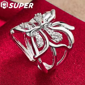 Ювелирные изделия из стерлингового серебра 925 пробы с бабочкой и цирконом AAA