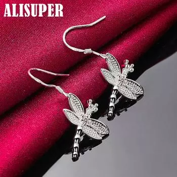 Ювелирные изделия из стерлингового серебра 925 пробы с круглыми цирконами Dragonfly AAA 3.00*1.70cm