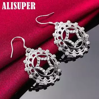 Ювелирные изделия из стерлингового серебра 925 пробы с круглыми звездами и серьгами-каплями