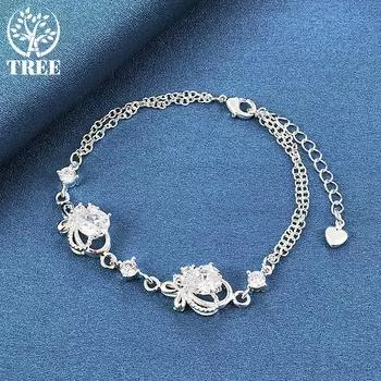 Ювелирные изделия из стерлингового серебра 925 пробы с белым цирконом AAA в форме сердца 20cm