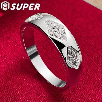 Ювелирные изделия из стерлингового серебра 925 пробы с тремя цирконами AAA 8#