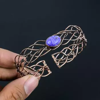 Ювелирные изделия из стерлингового серебра 925 пробы ручной работы с драгоценным камнем чароит регулируемый браслет для нее Adjustable фиолетовый