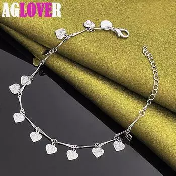 Ювелирные изделия из стерлингового серебра 925 пробы с подвеской в форме сердца в форме сердца 20cm