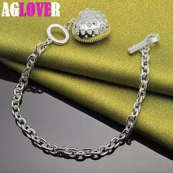 Ювелирные изделия из стерлингового серебра 925 пробы с цирконом AAA и браслетом в форме сердца 20cm