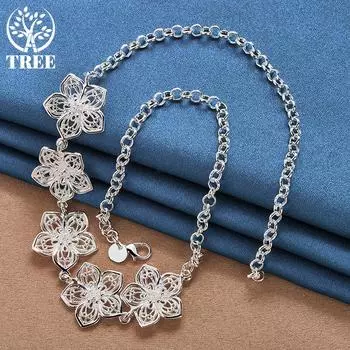 Ювелирные изделия из стерлингового серебра 925 пробы, 20-дюймовое ожерелье с подвеской Bauhinia 50cm