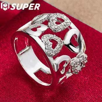 Ювелирные изделия из стерлингового серебра 925 пробы с цирконом в форме сердца AAA 7#