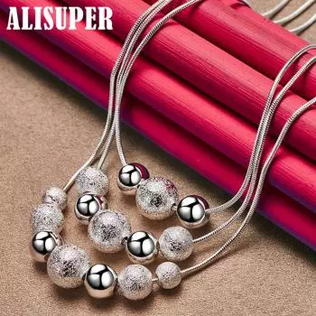 Ювелирные изделия из стерлингового серебра 925 пробы с цепочкой из трех змей, матовое гладкое ожерелье с подвеской 45cm