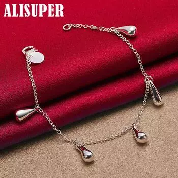 Ювелирные изделия из стерлингового серебра 925 пробы с пятью каплями воды и дождевой каплей 20cm