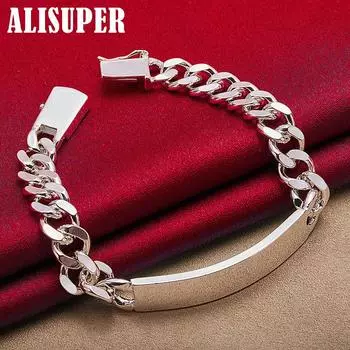 Ювелирные изделия из стерлингового серебра 925 пробы, 10 мм, гладкий боковой браслет 20cm