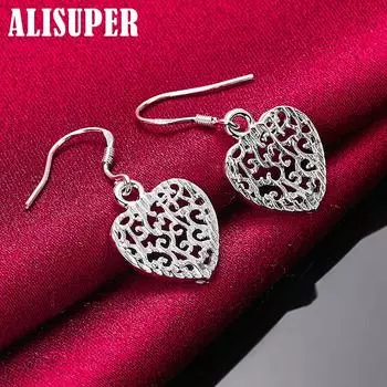 Ювелирные изделия из стерлингового серебра 925 пробы с полым узором в форме сердца