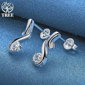 Ювелирные изделия из стерлингового серебра 925 пробы, круглые серьги-гвоздики с цирконом AAA