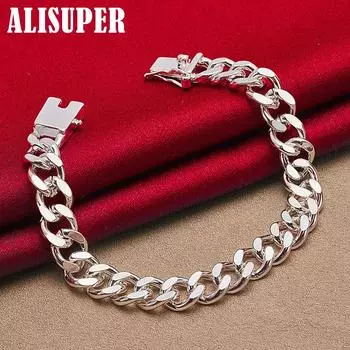 Ювелирные изделия из стерлингового серебра 925 пробы с квадратной пряжкой диаметром 10 мм 20cm