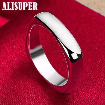 Ювелирные изделия из стерлингового серебра 925 пробы с квадратными круглыми кольцами 5#