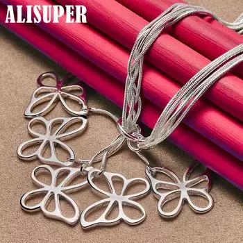 Ювелирные изделия из стерлингового серебра 925 пробы с пятью бабочками и змеями 45cm