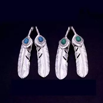 Ювелирные изделия из стерлингового серебра 925 пробы, тайское серебро для мужчин и женщин, подвеска с бирюзовым пером, подвеска-цепочка на свитер