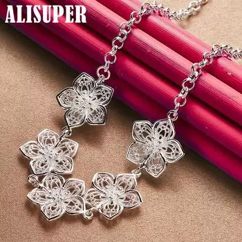 Ювелирные изделия из стерлингового серебра 925 пробы, 20-дюймовое ожерелье с подвеской Bauhinia 50cm