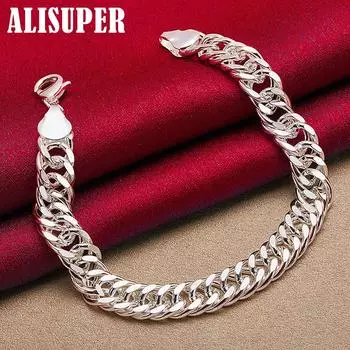 Ювелирные изделия из стерлингового серебра 925 пробы с боковой цепочкой диаметром 10 мм 20cm