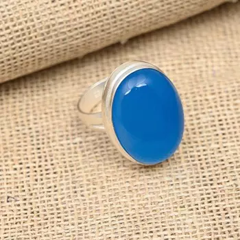 Ювелирные изделия из стерлингового серебра 925 пробы с красивым синим халцедоном и драгоценным камнем ручной работы 4 синий
