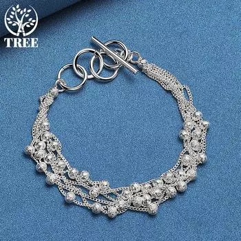 Ювелирные изделия из стерлингового серебра 925 пробы с матовым шариком и цепочкой из винограда 20cm