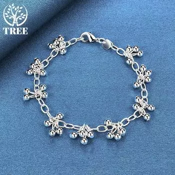 Ювелирные изделия из стерлингового серебра 925 пробы с гладким ярким шариком и шариком-цепочкой 20cm