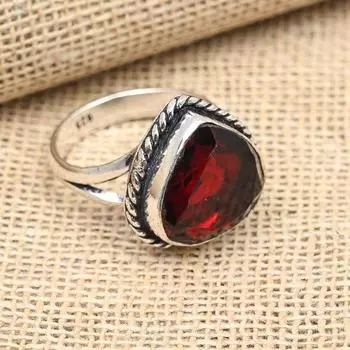 Ювелирные изделия из стерлингового серебра 925 пробы с красным гранатом ручной работы, красивое кольцо для женщин 4 красный