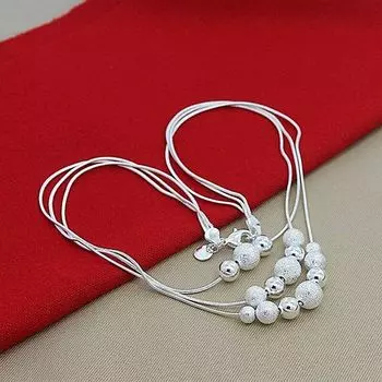 Ювелирные изделия из стерлингового серебра 925 пробы с тремя змеями, матовый гладкий шар, кулон, ожерелье