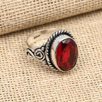 Ювелирные изделия из стерлингового серебра 925 пробы с красным гранатом ручной работы для женщин 4 красный