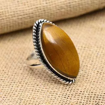 Ювелирные изделия из стерлингового серебра 925 пробы с драгоценным камнем тигрового глаза ручной работы на День Благодарения 4 жёлтый