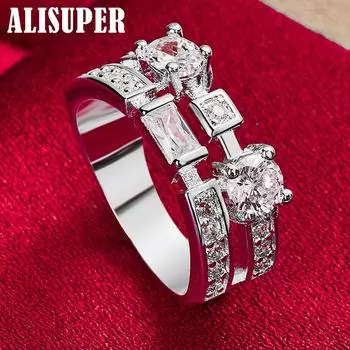 Ювелирные изделия из стерлингового серебра 925 пробы с круглым квадратным цирконом AAA 7#