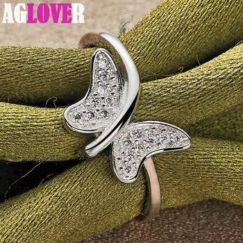 Ювелирные изделия из стерлингового серебра 925 пробы с бабочкой и цирконом AAA 7#