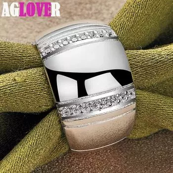 Ювелирные изделия из стерлингового серебра 925 пробы с большим гладким цирконом AAA 7#