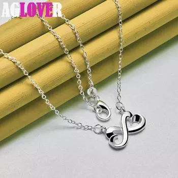 Ювелирные изделия из стерлингового серебра 925 пробы с подвеской в виде двойного сердца 45cm