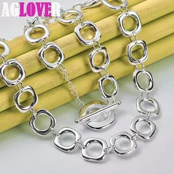 Ювелирные изделия из стерлингового серебра 925 пробы с квадратной круглой цепочкой и ожерельем 50cm