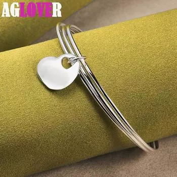 Ювелирные изделия из стерлингового серебра 925 пробы с тремя кругами в форме сердца