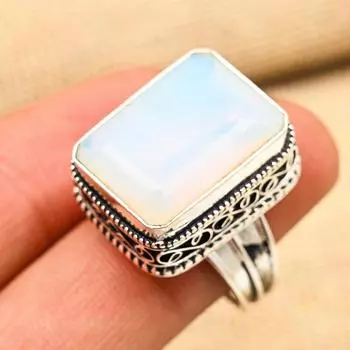 Ювелирные изделия из стерлингового серебра 925 пробы с молочным опалом ручной работы для подарка на помолвку 4 белый