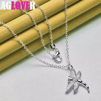 Ювелирные изделия из стерлингового серебра 925 пробы с цирконом AAA и стрекозой 45cm