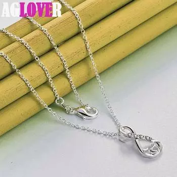 Ювелирные изделия из стерлингового серебра 925 пробы с подвеской в виде сердца AAA с цирконом MN129-O-45cm