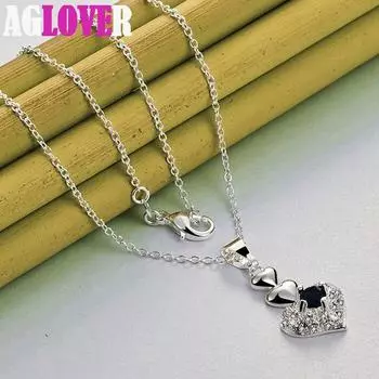 Ювелирные изделия из стерлингового серебра 925 пробы с синим цирконом AAA в форме сердца 45cm