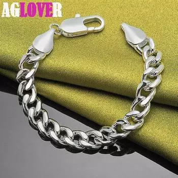 Ювелирные изделия из стерлингового серебра 925 пробы с боковой цепочкой диаметром 10 мм 20cm