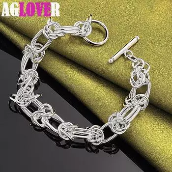 Ювелирные изделия из стерлингового серебра 925 пробы с полным кольцом и браслетом-цепочкой 20cm