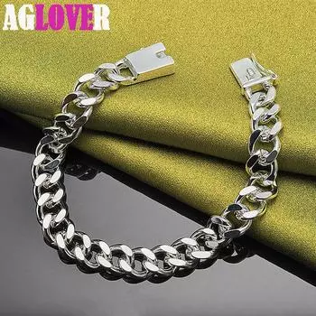 Ювелирные изделия из стерлингового серебра 925 пробы, 8 мм, боковой браслет 20cm